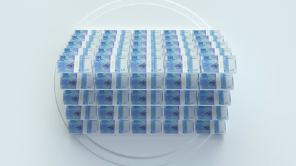 200 dirhams .3D stack Piles of morocco money..