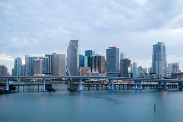 Fototapeta na wymiar Miami Downtown Skyline At Dusk