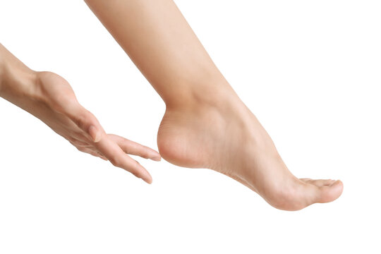 the heel of a woman's foot close-up. take care of your feet, well-groomed beautiful foot. the concept of a pedicure and healthy feet