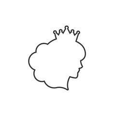 Beautiful princess with crown. Women's elegant line silhouette with beautifull hairstyle.