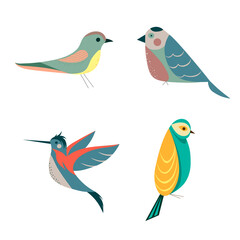 Obraz na płótnie Canvas Set with cute birds. Little birds. Vector illustration.