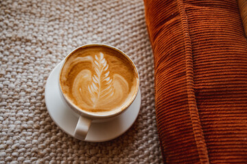 Aesthetically Pleasing Latte Art in Suburban Local Coffee Shop, Pourover Brewed Coffee