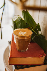 Aesthetically Pleasing Latte Art in Suburban Local Coffee Shop, Pourover Brewed Coffee