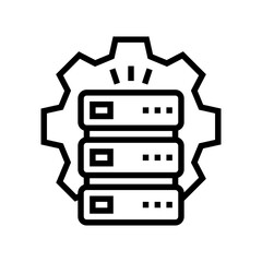 Obraz premium servers work and service line icon vector. servers work and service sign. isolated contour symbol black illustration