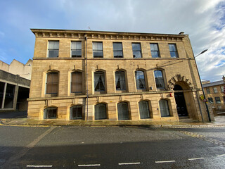 Victorian warehouse, built with Yorkshire sandstone, near the centre of, Bradford, Yorkshire, UK