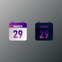 March daily calendar icon in flat design style. Vector illustration in light and dark design. 