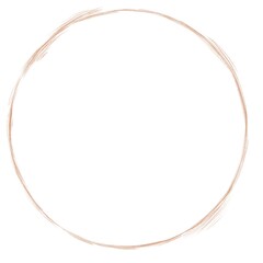 Round frame in beige color on white background, waxy pencil