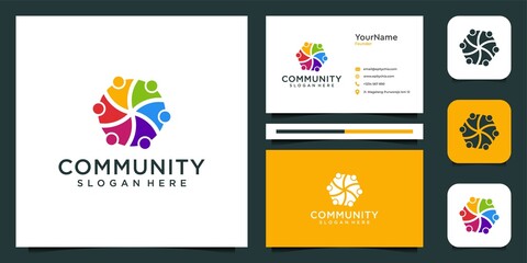 Community people logo and business card set