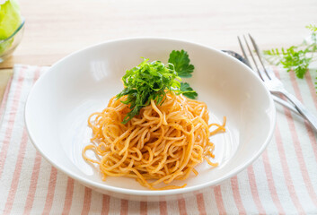 蒸し麺のたらこスパゲティ