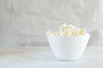 Russian cottage cheese on a light background copy space