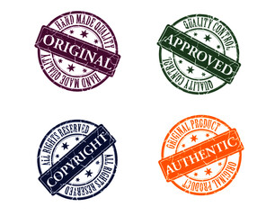 Four color stamp on white background