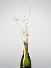 Exploding Bottle of Champagne for Celebration