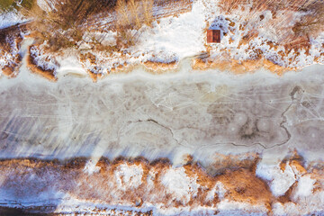 Frozen river in winter