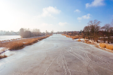 Frozen river in winter