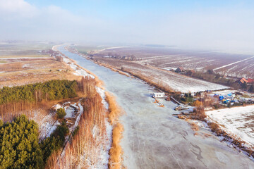 Frozen river in winter