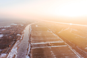 Frozen river in winter