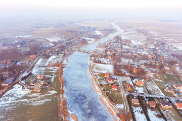 Frozen river from the air