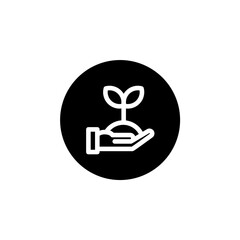 Plant cultivation icon in round black style. Vector