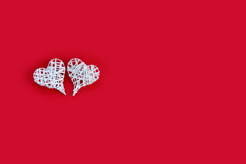 Beautiful heart on a red paper background for Valentine's day. Creative greeting card.