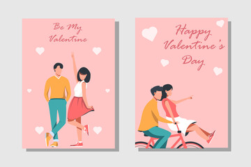 cute posters, valentines day greetings, vector illustration of a couple in love