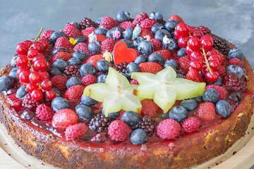boutique cheesecake with topical fruits and berries
