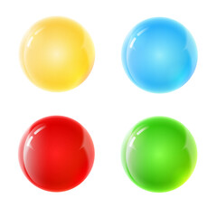 set of vector glossy round buttons, isolated on a white background