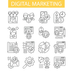 line icon, digital marketing thin