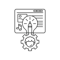 line icon, content marketing, digital marketing thin