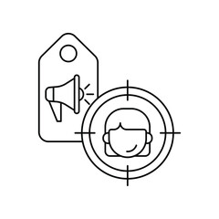 line icon, remarketing, digital marketing thin