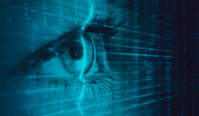 matrix grid  eye  scan security concept 