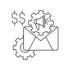 line icon, email automation, digital marketing thin
