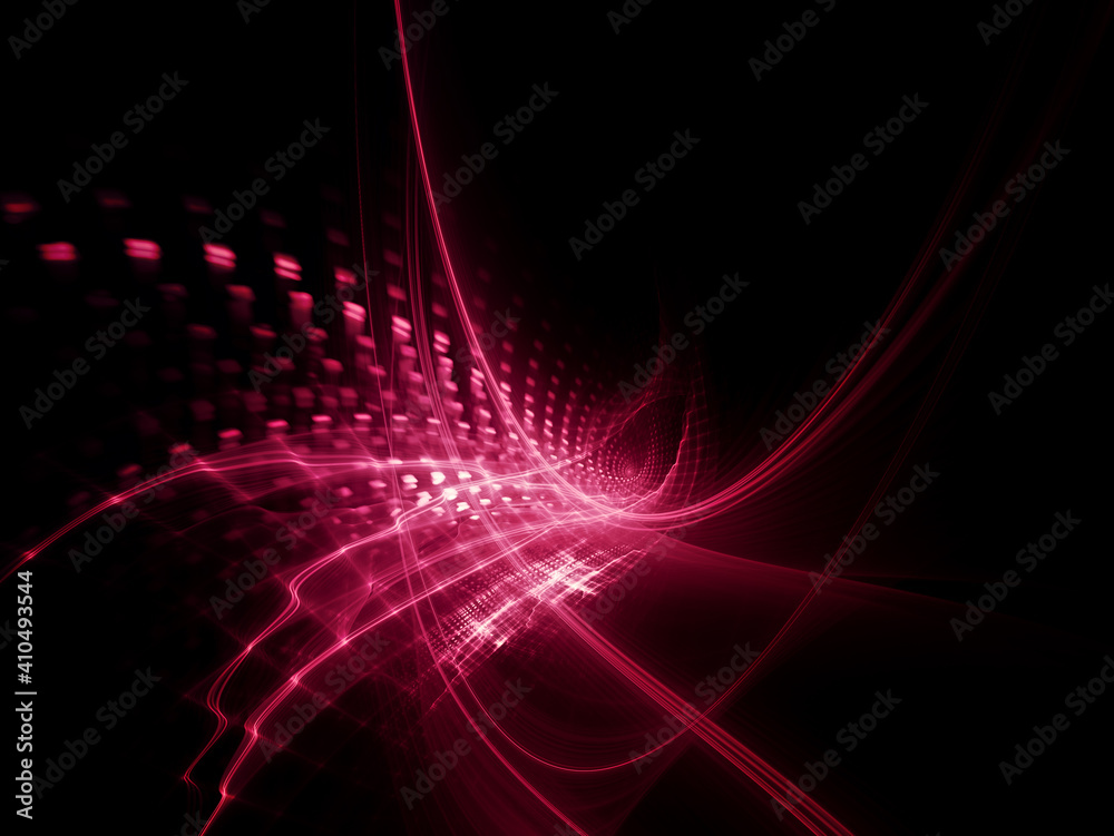 Fototapete abstract red and black background. detailed generative fractal graphics. technology and science conc