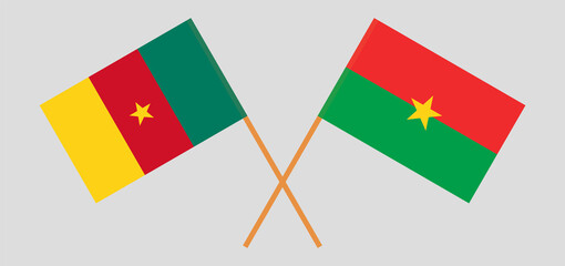 Crossed flags of Cameroon and Burkina Faso