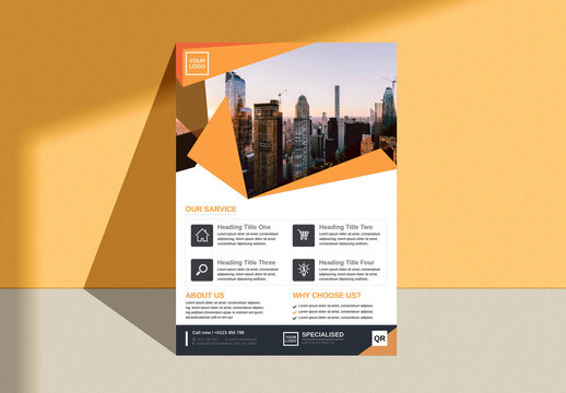 Business Flyer Layout with Orange Accents