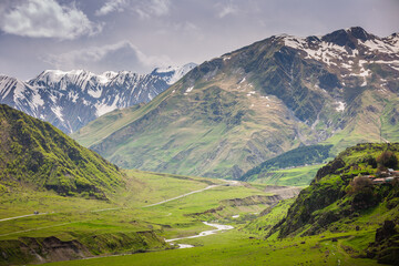 Fototapeta na wymiar Caucasus mountains along Georgian Military Road, Republic of Georgia