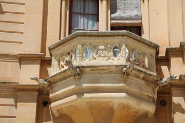 Old historic balcony in Mdina, Malta
