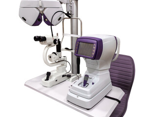 Angiography. Optical CT scan. Ophthalmology clinic equipment. Diagnosis of vision. Tomography in Optical Coherence (OCT) isolated on white