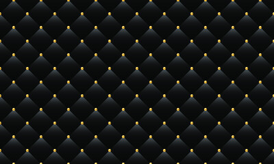 Luxury black background with golden beads. Seamless vector illustration. Upholstery background.