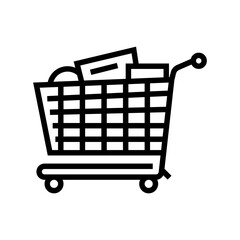 Fototapeta na wymiar shop cart with purchases line icon vector. shop cart with purchases sign. isolated contour symbol black illustration