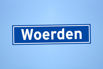 Obraz premium Woerden place name sign in the Netherlands