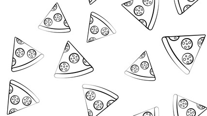 Slice Of Pizza Seamless Pattern Element , Isolated On Clean White Background