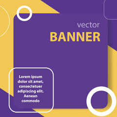 Vector minimalism banner. Banner yellow lilac for text.Vector background