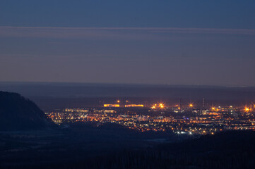 Night town Nadvirna in winter