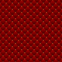 Luxury red background with golden beads. Seamless vector illustration. Upholstery background.