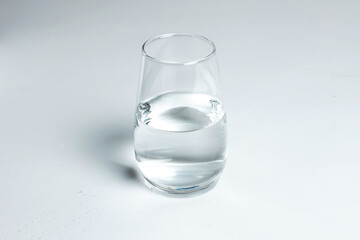 Glass of mineral carbonated water with ice