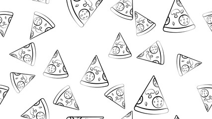 pizza pattern drawing background. Junk food seamless hand drawn for wrapping and decoration print
