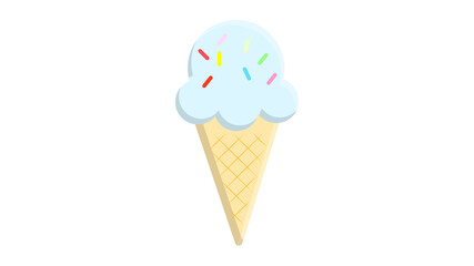 Ice cream cone mint flavor with topping flat design