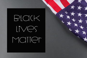 Black lives matter concept anti racism poster with american flag