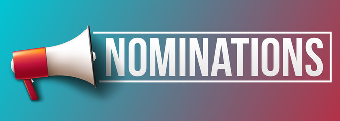 Megaphone with word "Nominations"  