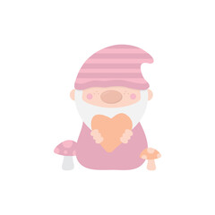 Cute gnome mushroom valentine dwarf vector cartoon
